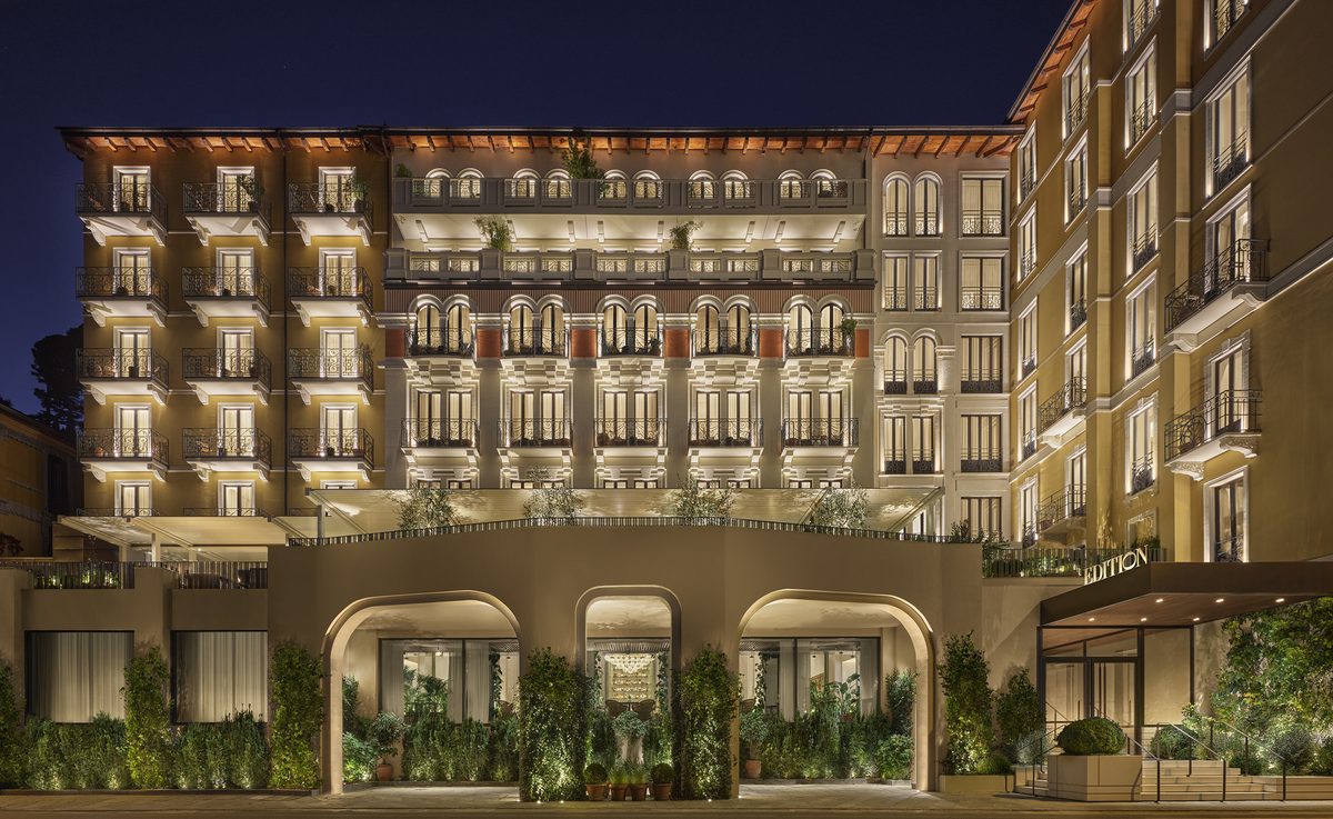The Lake Como EDITION in Cadenabbia, Italy, shown at night following Bain Capital and Omnam Group’s repositioning of the historic palazzo ahead of its sale to Sansiri Capital.