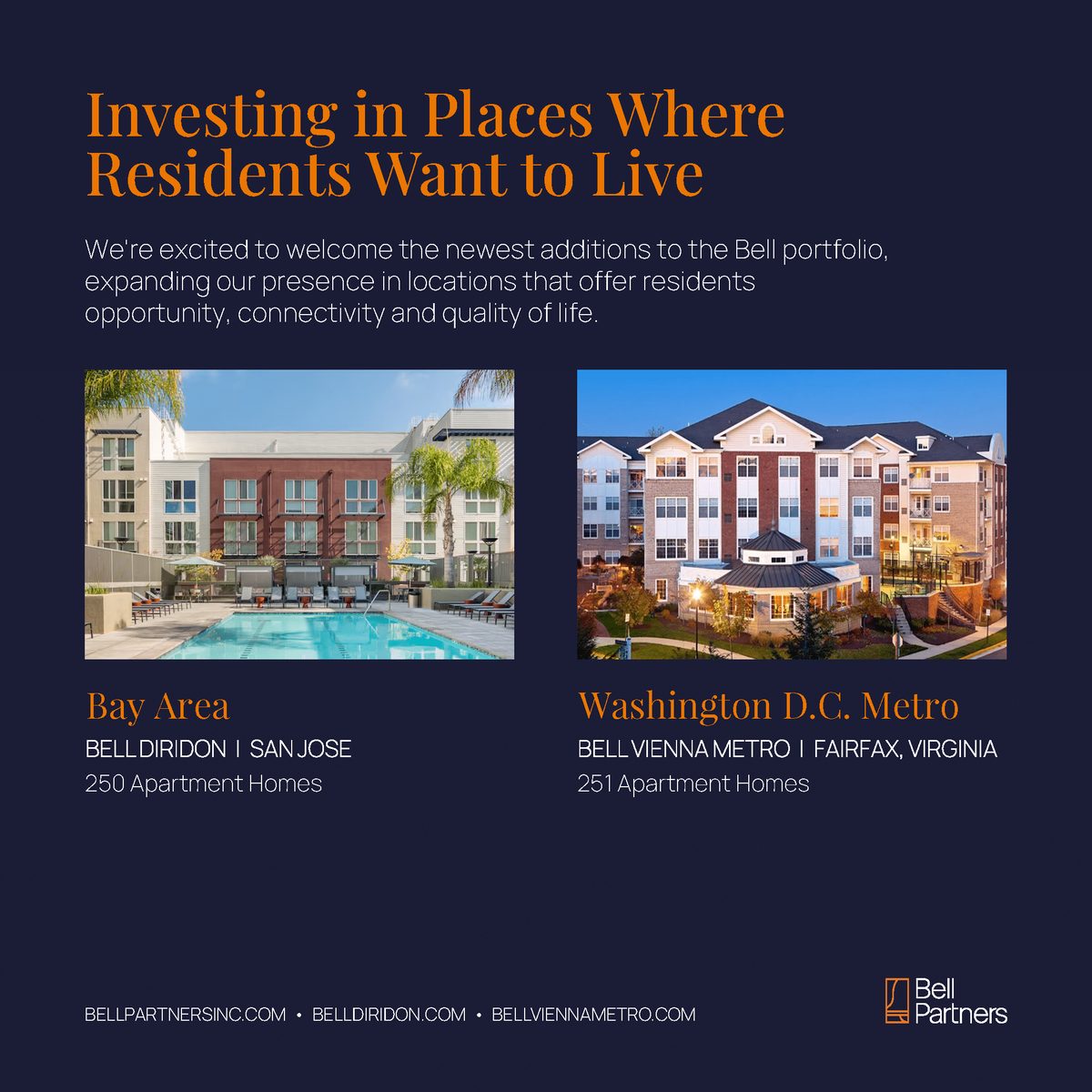Bell Partners Acquires 501 Apartment Homes Across Bay Area and Washington, D.C. Metro