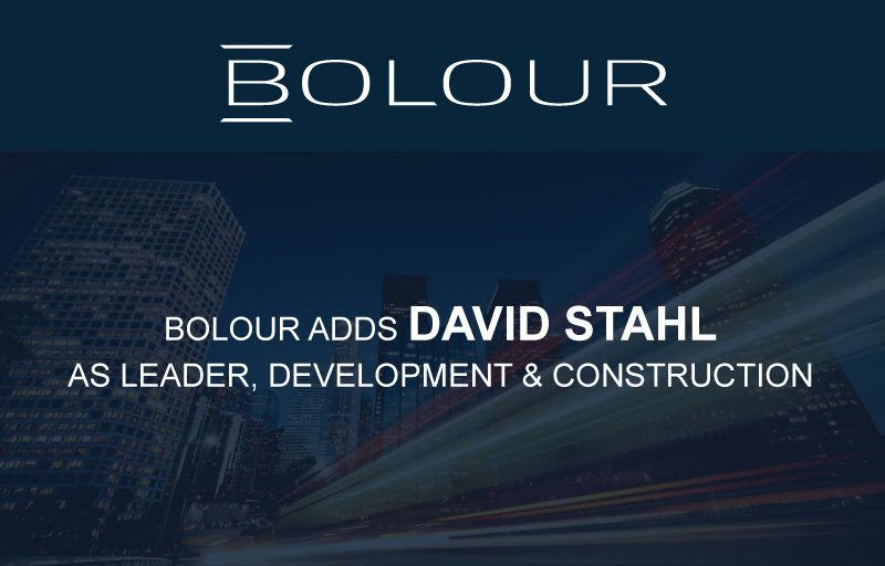 Bolour announces the appointment of David Stahl as leader of its Development and Construction division.