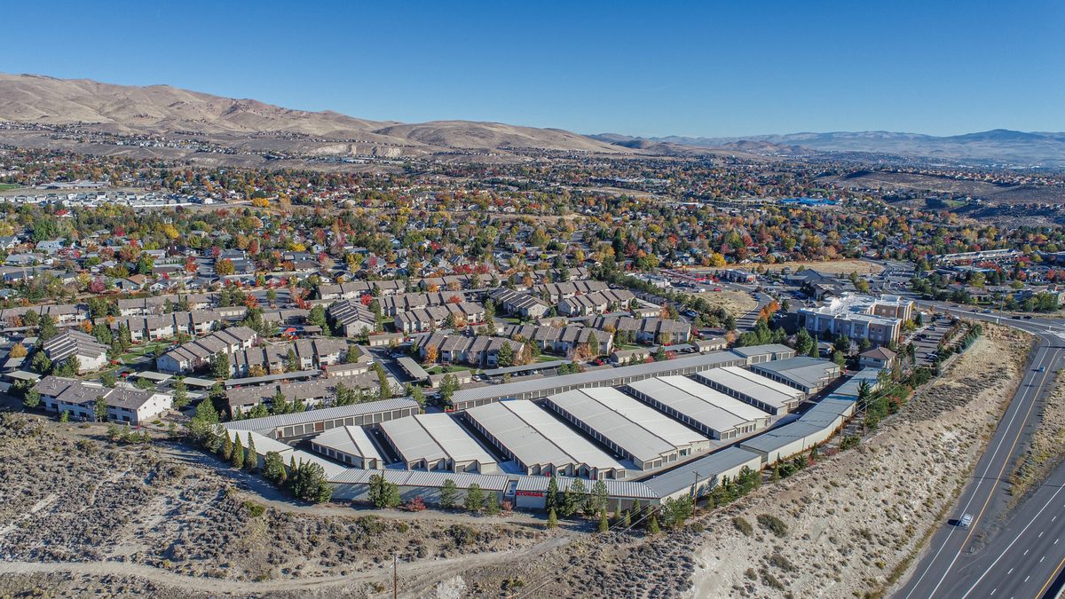 An aerial view of Interstate U-Stor – Ambassador in Reno, Nevada, the 107,872-square-foot self-storage facility Buchanan Street Partners acquired for $20.2 million.
