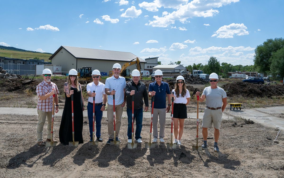 Caliber executives and development partners pose with shovels at the groundbreaking for the 114-room Hyatt Studios extended-stay hotel in Steamboat Springs, Colorado, marking the start of Caliber’s Hyatt-branded hospitality development in the market.