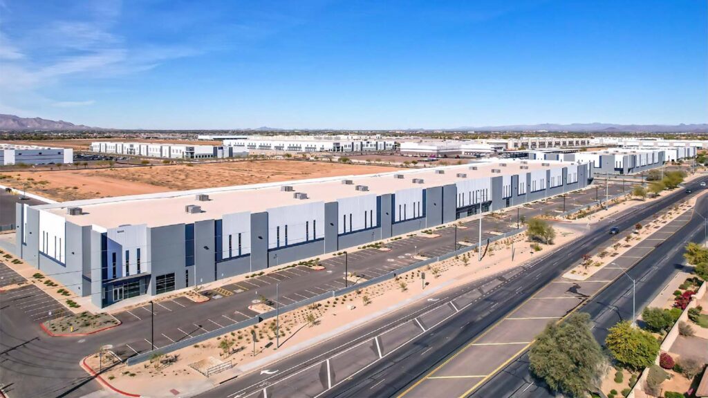 An aerial view of Summit at Surprise, the newly completed 244,847-square-foot Class A industrial campus acquired by CapRock Partners in Surprise, Arizona.