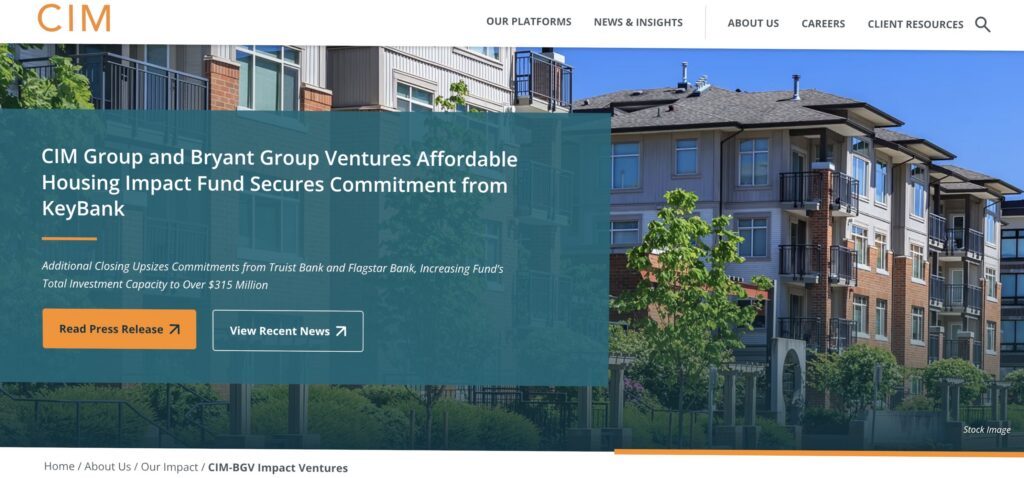 CIM-BGV Impact Ventures Affordable Housing Fund Surpasses $370 Million After Fifth Third Bancorp, Truist and Flagstar Commitments