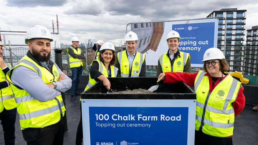 Clarion Housing Group and Arada London Mark Topping Out at 100 Chalk Farm Road With 30 Social Rent Homes