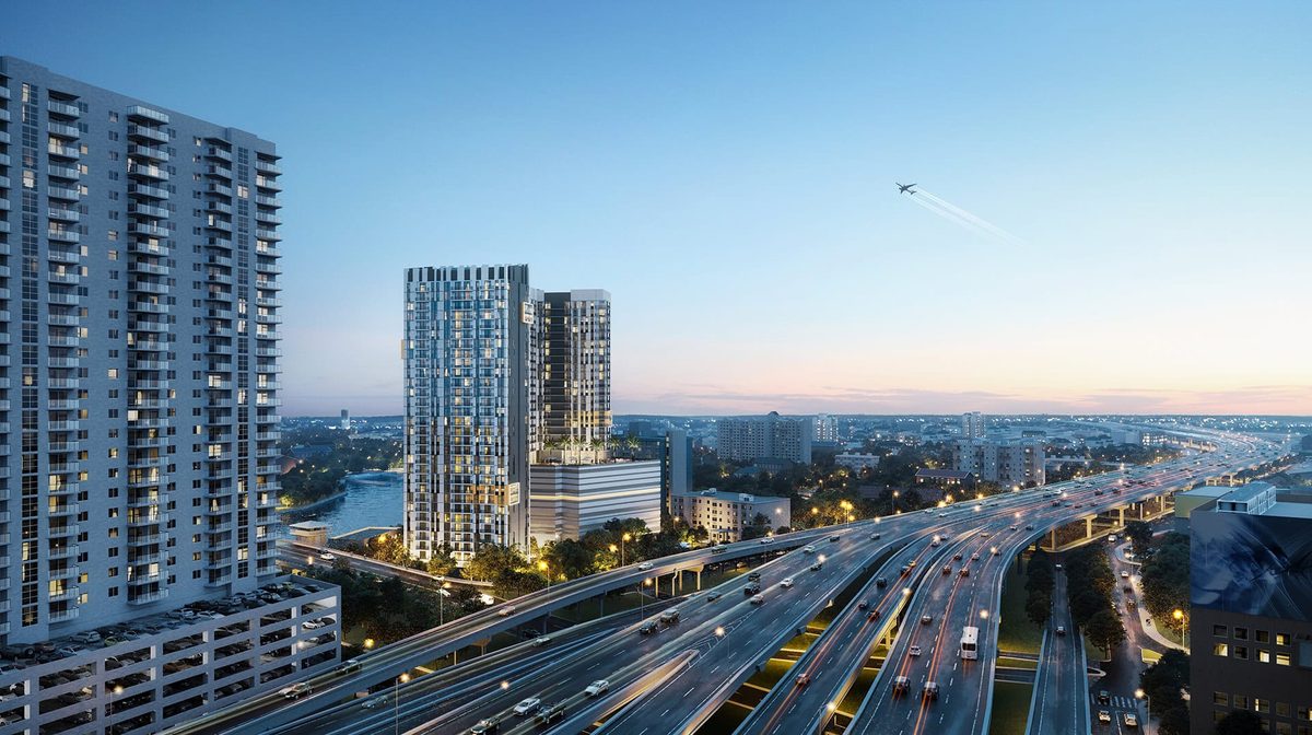 A rendering of Gallery at Lummus Parc, the 257-unit affordable and workforce housing high-rise development in Miami financed through Greystone's $167 million capital package.
