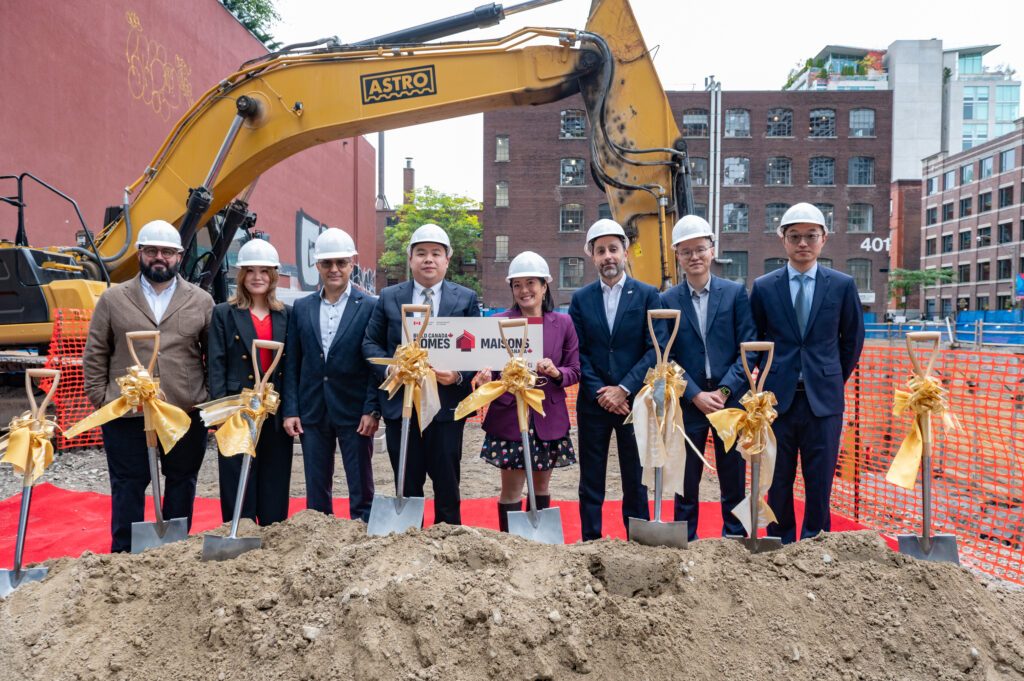 Kingdom Development representatives and project partners mark the groundbreaking of The Bull Tower, the planned 40-storey rental tower at 128 Peter Street in Toronto.