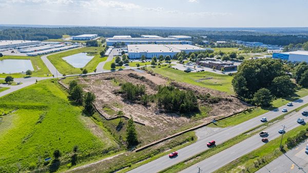 Aerial view of the cleared development site for Magnus Development Partners' Midway Flex Center in Lexington County Industrial Park near Columbia, South Carolina.