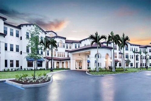 A seniors housing community exterior illustrating the eight-property portfolio Monarch Alternative Capital assembled during the COVID-era market dislocation and has now sold.