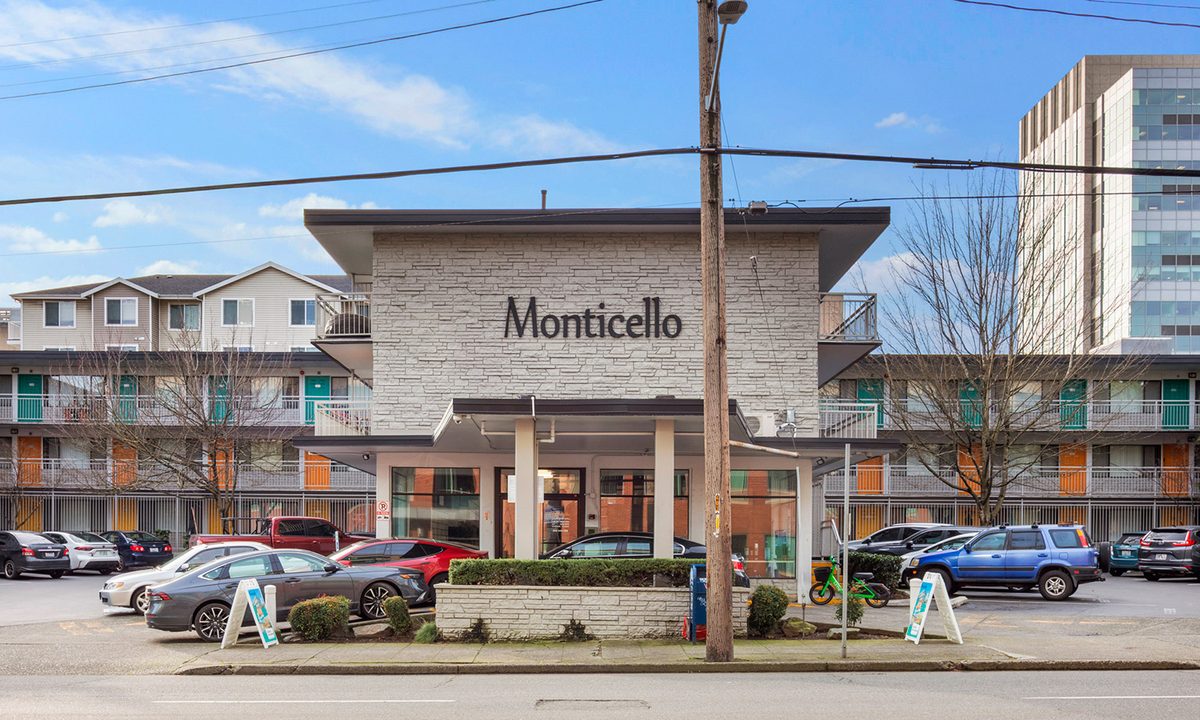 The Monticello apartment building at 415 Boren Avenue in Seattle's First Hill neighborhood, acquired by Nordic Partners Investments in its $14.4 million purchase of the 107-unit property.