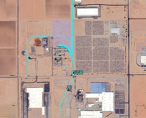 Aerial view of the Sonoran Valley Railroad corridor and surrounding industrial properties in Casa Grande, illustrating the rail connectivity supporting OmniTRAX’s 25-acre industrial outdoor storage acquisition.