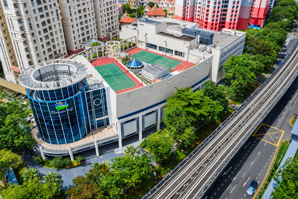 Aerial view of Rivervale Mall in Sengkang, Singapore, the neighborhood retail asset sold by SC Capital Partners for S$276 million.