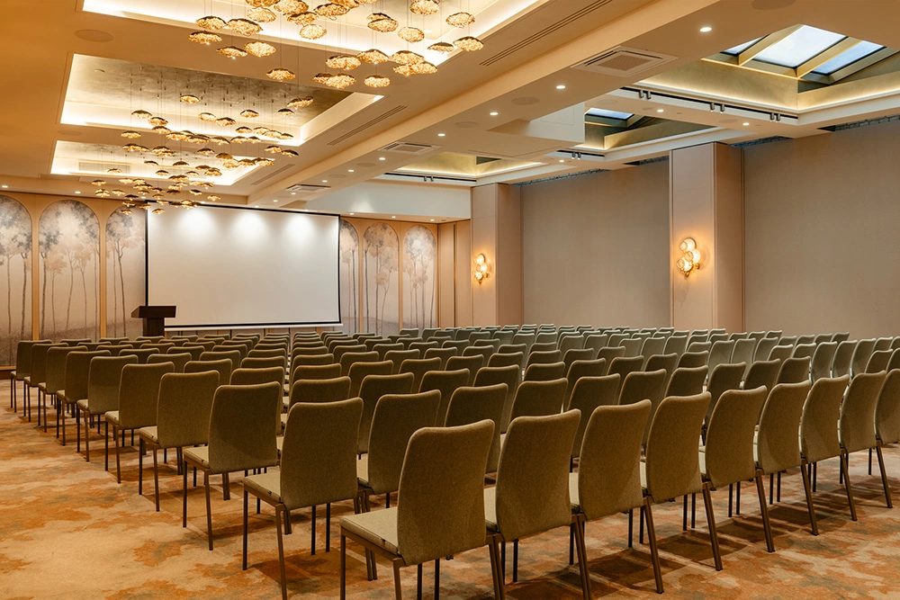 The Grand Hotel Vilnius's conference facilities illustrate the amenities included in Spectra B.V.'s acquisition of the five-star Curio Collection by Hilton property.