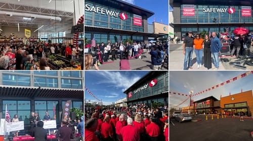 The newly opened Safeway at The Gilmore in Gilbert, Arizona, is shown during its grand-opening celebration, highlighting the grocery store's role as the 35-acre mixed-use development's daily-needs anchor.