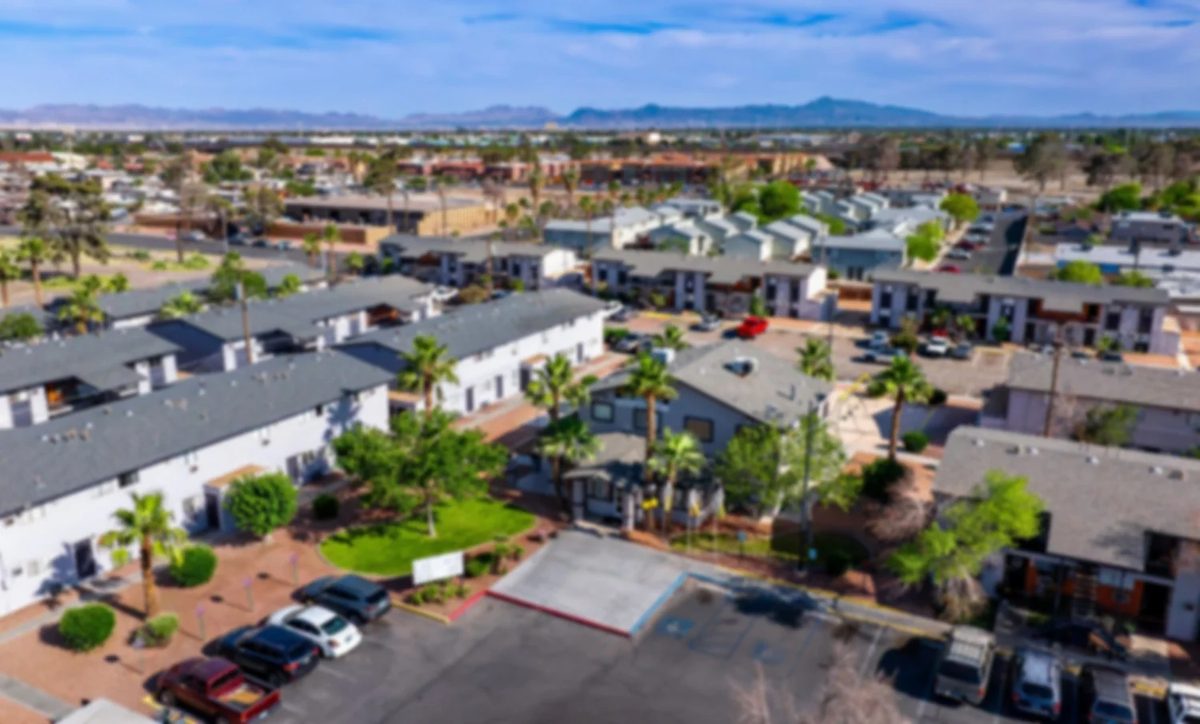 An aerial view of Bonanza Gardens in East Las Vegas, one of four multifamily communities Westland Real Estate Group acquired as it expanded its Southern Nevada portfolio.