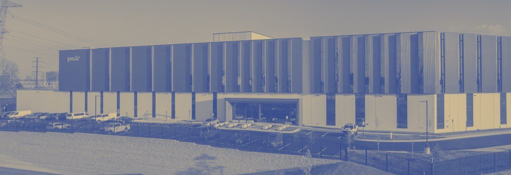 A Yondr-branded data center illustrates the type of hyperscale facility planned for the 40-acre Manassas, Virginia, site acquired with Cerberus Capital Management for a planned 72-megawatt campus.